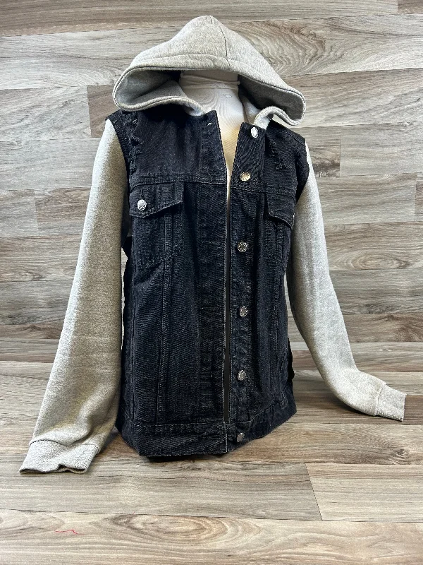 Jacket Denim By Clothes Mentor In Black & Grey, Size: L