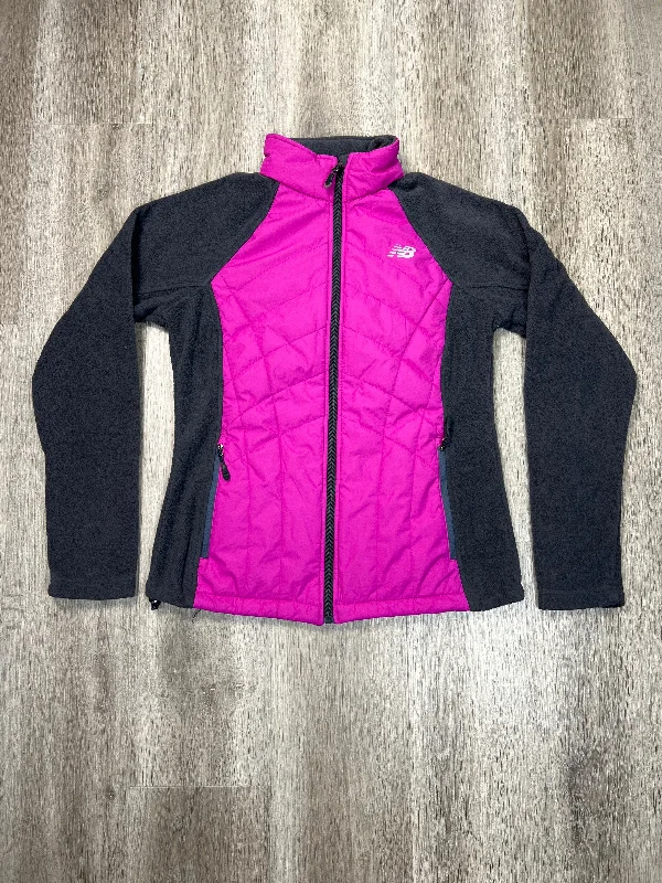 Jacket Fleece By New Balance In Grey & Pink, Size: S