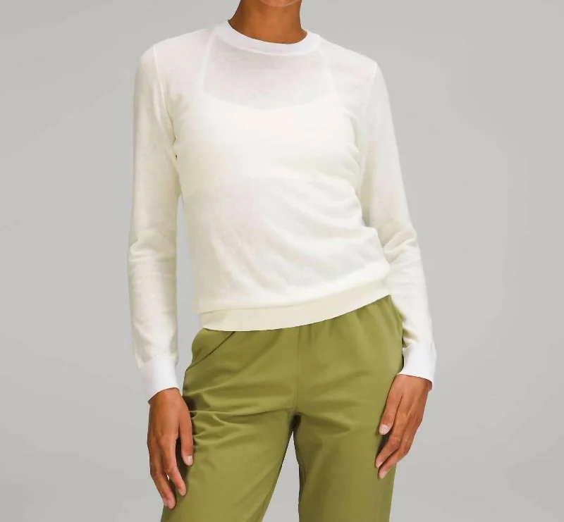 Silk Blend Crew Sweater In Lemon Sorbet