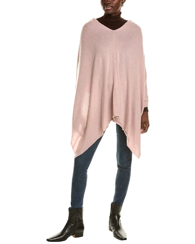 sofiacashmere Pearl Trim Wool & Cashmere-Blend Poncho