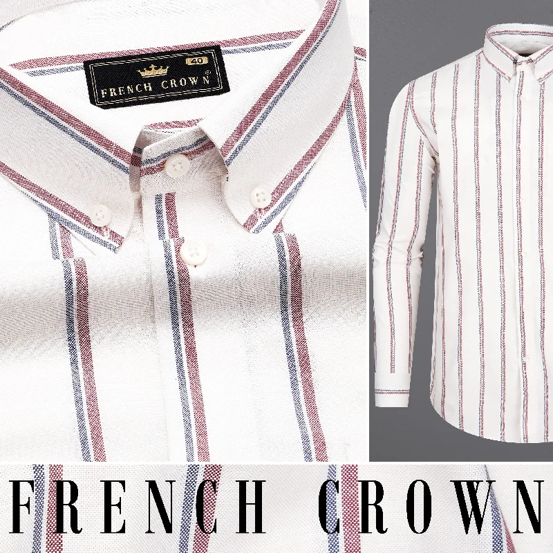 Bright White Striped Royal Oxford Shirt